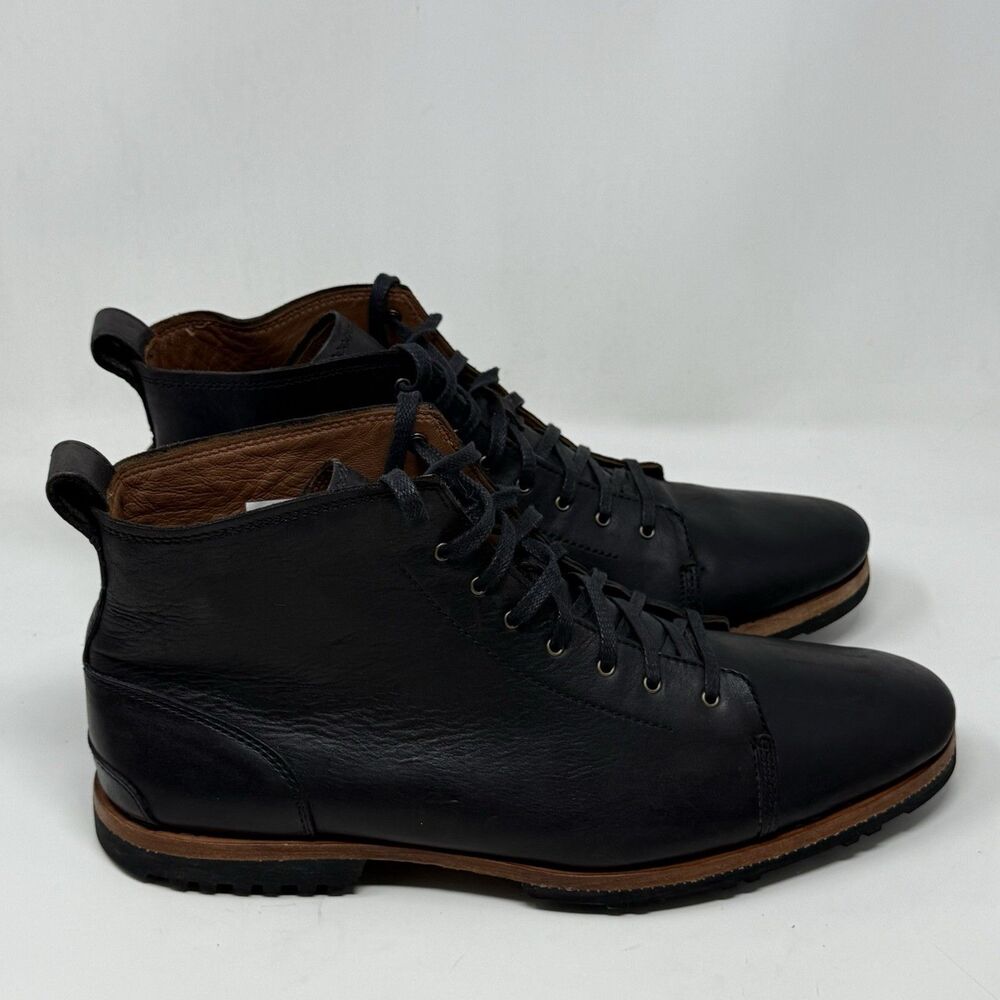 Timberland Chukka Boots Mens 13 Black Leather Plain Toe Lace Up Ankle Casual